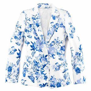 Old Navy Blue and White Floral Blazer